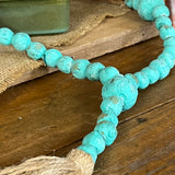 Handmade Mexican Clay Bead Loop, Medium, 27", Turquoise