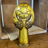 Mid-Century Paper Mâché Angel – Gold with Red Crystals – Made in Japan