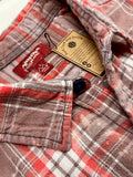 Bleached Flannel Plaid Make Me Coffee & Take Me Junkin' Shirt, L