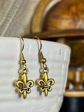 Tiny Gold Fleur de Lis Earrings