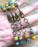 Vintage Dog Tag Bracelet with Colorful Agate Beads - 1950, 1951, 1965, 1967