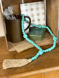 Handmade Mexican Clay Bead Loop, Medium, 27", Turquoise