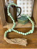 Handmade Chunky Mexican Clay Bead Loop, Large, 30", Green