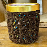 Hand-Crocheted Ice Cream Pint Cozy - Brown Speck