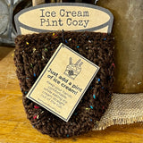 Hand-Crocheted Ice Cream Pint Cozy - Brown Speck