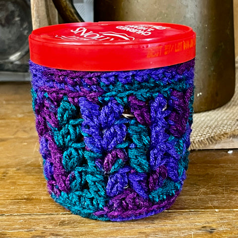 Hand-Crocheted Ice Cream Pint Cozy - Jewel Tones