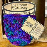 Hand-Crocheted Ice Cream Pint Cozy - Jewel Tones