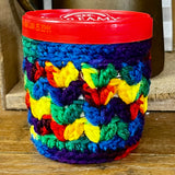 Hand-Crocheted Ice Cream Pint Cozy - Rainbow