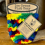 Hand-Crocheted Ice Cream Pint Cozy - Rainbow