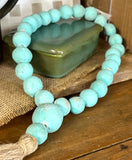 Handmade Mexican Clay Bead Loop - Short, 17", Turquoise