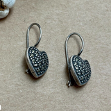 Sterling Silver Heart Earrings with Tiny Rhinestones