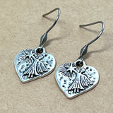 Silver Heart Earrings with Angels & Stars