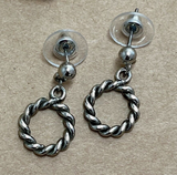 Vintage Silver Twist Hoop Earrings