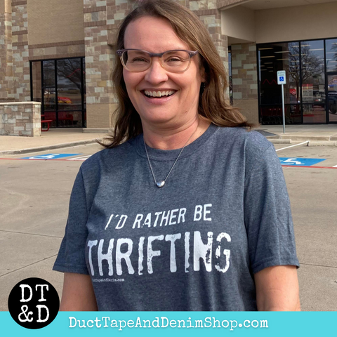 I'd Rather Be Thrifting T-Shirt, Navy or Heather Gray