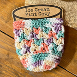 Hand-Crocheted Ice Cream Pint Cozy - Pastel