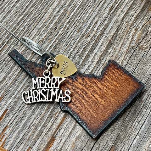 2024 Idaho Christmas Ornament with Merry Christmas & Brass Heart Tag