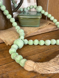 Handmade Chunky Mexican Clay Bead Loop, Large, 30", Green