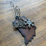 Indiana Christmas Ornament with Merry Christmas & Snowflake Charms