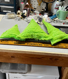 Set of 3 Upcycled Chenille Christmas Tree Pillows – Lime Green Mini Trees