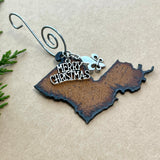 Louisiana Christmas Ornament with Merry Christmas & Fleur de Lis Charms