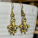 Tiny Gold Fleur de Lis Earrings