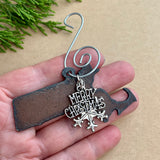 Massachusetts Ornament with Merry Christmas & Snowflake Charms