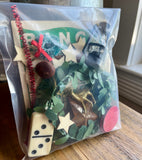Vintage Christmas Craft Supply Pack with Bingo Card, Domino, Poker Chips, Mini Wreath & Mixed Embellishments