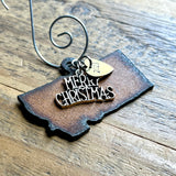 2023 Montana Christmas Ornament with Merry Christmas Charm & Brass Heart Tag, SMALL
