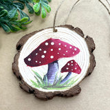 Hand-painted Mushroom Ornament on Wood Round