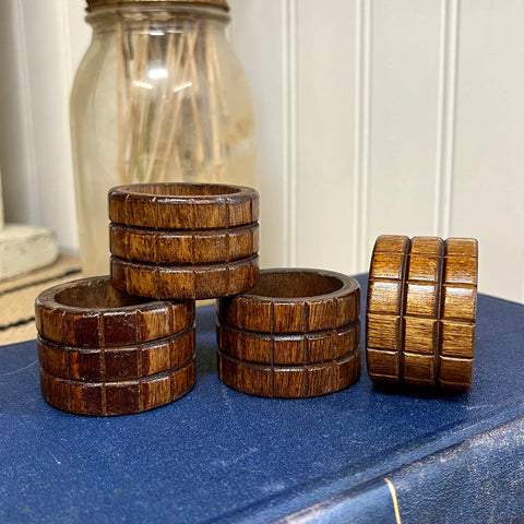 Set of 4 Dark Wood Napkin Rings