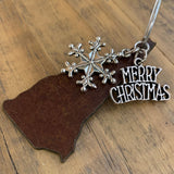 New Hampshire Christmas Ornament with Merry Christmas & Snowflake Charms
