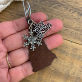 New Hampshire Christmas Ornament with Merry Christmas & Snowflake Charms