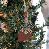 New Hampshire Christmas Ornament with Merry Christmas & Snowflake Charms