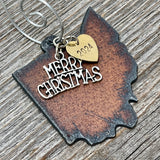 2024 Ohio Christmas Ornament with Merry Christmas Charm & Brass Heart Tag