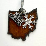 Ohio Christmas Ornament with Merry Christmas & Snowflake Charms