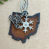 Ohio Christmas Ornament with Merry Christmas & Snowflake Charms