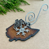 Ohio Christmas Ornament with Merry Christmas & Snowflake Charms