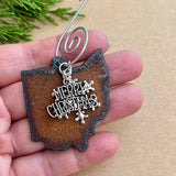 Ohio Christmas Ornament with Merry Christmas & Snowflake Charms