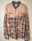 Bleached Plaid Shirt with Happy Fall Y'all, Thread & Cloth, XXL 2X