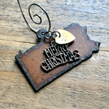2024 Pennsylvania Christmas Ornament with Merry Christmas Charm & Brass Heart Tag, Small