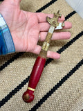 Vintage Can Opener with Red Wood Handle