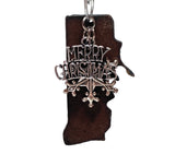 Rhode Island Christmas Ornament with Merry Christmas & Snowflake Charms