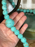 Handmade Mexican Clay Bead Loop, Medium, 27", Turquoise