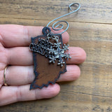 Indiana Christmas Ornament with Merry Christmas & Snowflake Charms