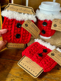 Santa Coffee Cozy, Hand Crocheted