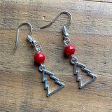 Christmas Tree Earrings with Red Bead