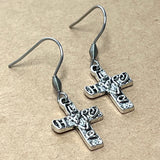 Artisan Silver Cross Earrings, Hope & Love