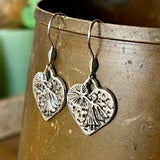 Silver Heart Earrings with Angels & Stars