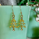 Elegant Gold Rhinestone Christmas Tree Earrings