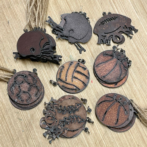 Wholesale Mix – 43 Small Metal Sports Shapes for Ornaments and Keychains